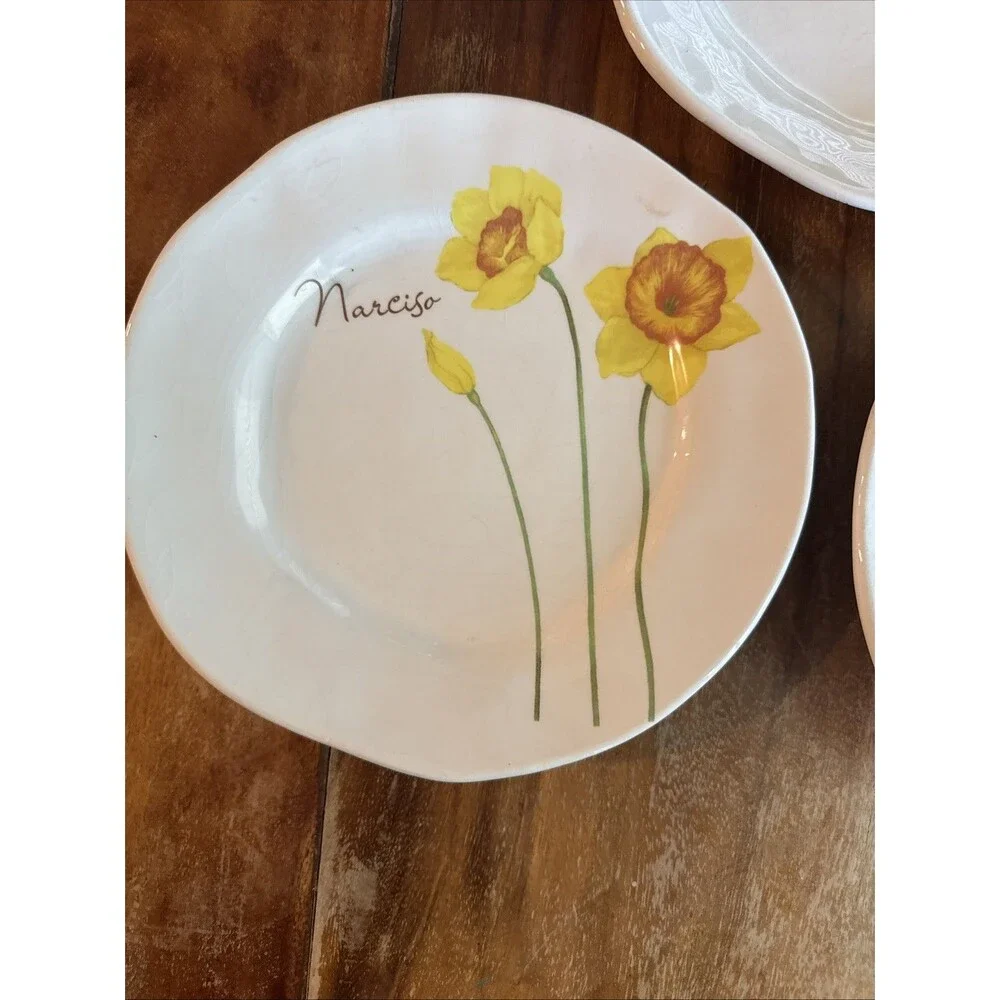 Vtg Opificio Etico Ceramiche Floral Salad Plates Set Of Three Made In Italy